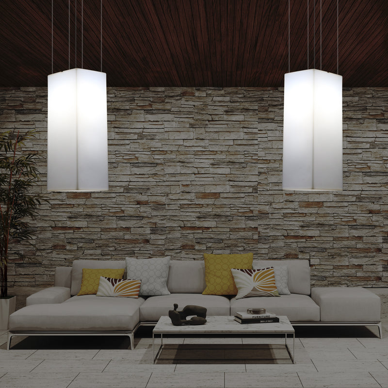 Rechteckige LED Hängelampe, Licht, moderne Pendelleuchte, 80 cm lang, E27 Glühbirne, weiß