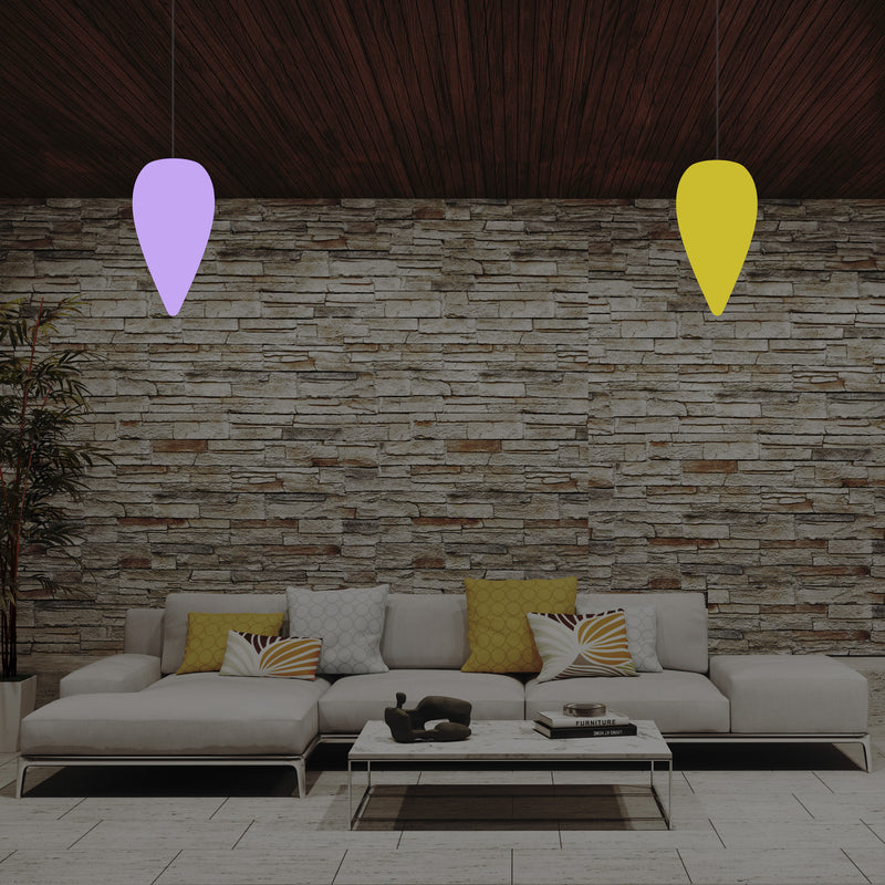 Einzigartige Designer Pendelleuchte, mehrfarbige RGB Hängeleuchte, Lampe 37cm LED Wassertropfen
