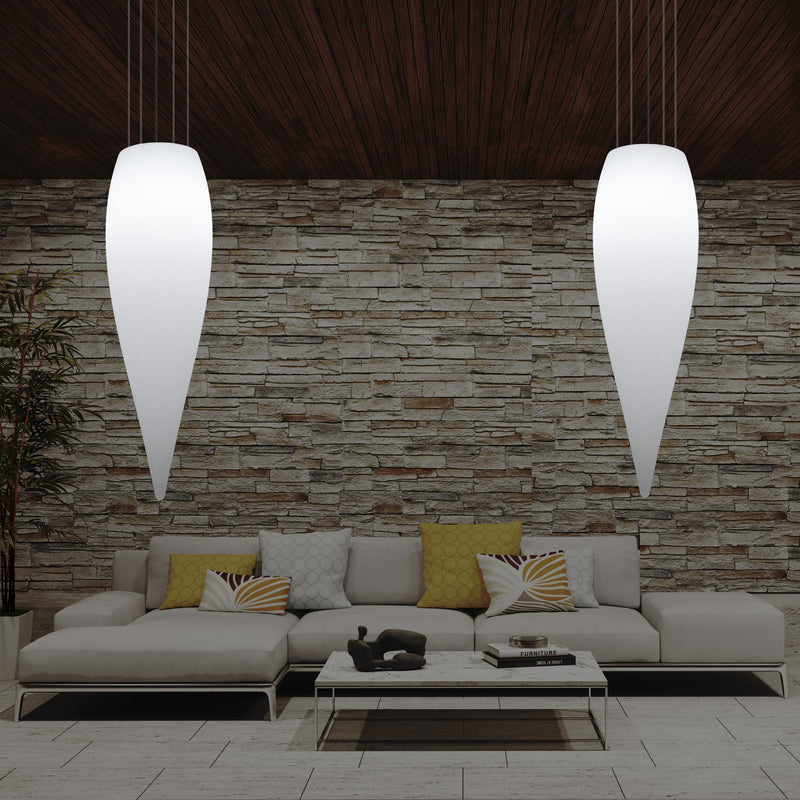 Wassertropfen Pendelleuchte, dekorative LED Eiszapfen Hängelampe, 120 cm, Licht E27, weiß