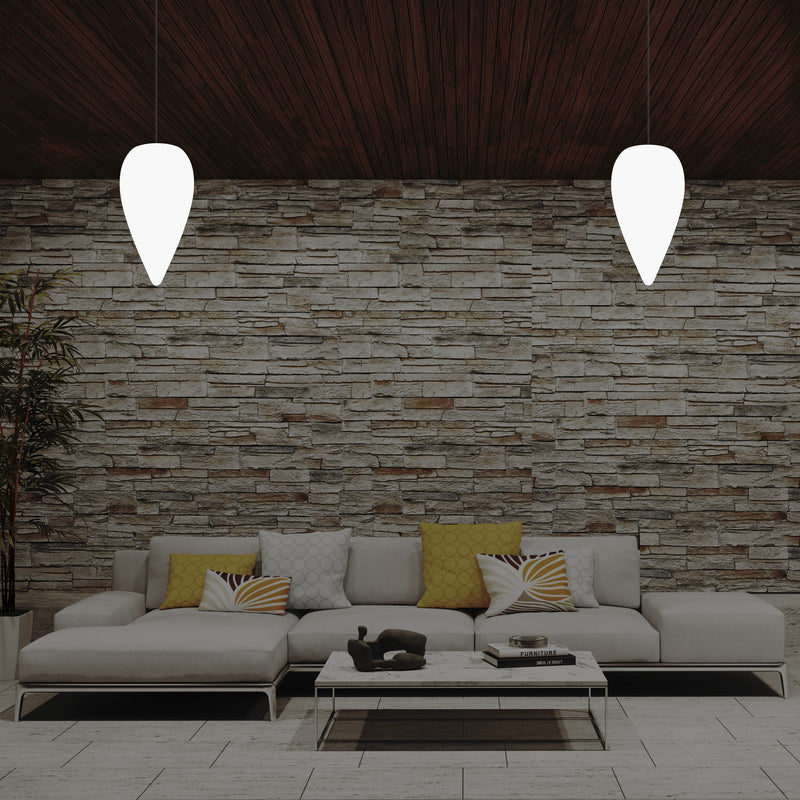 Designer LED Hängelampe Pendelleuchte, Wassertropfen Eiszapfen Form, E27 Licht, weiß 37 cm