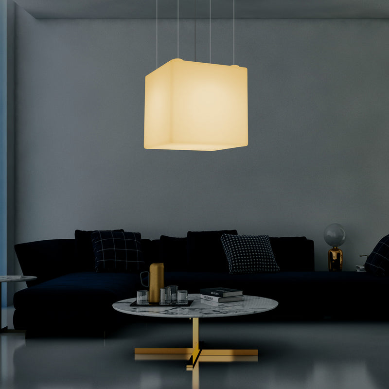 Moderne Hängelampe, Würfel LED Pendelleuchte, 60 x 60 cm, E27, Licht warmweiß