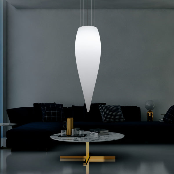 Wassertropfen Pendelleuchte, dekorative LED Eiszapfen Hängelampe, 120 cm, Licht E27, weiß