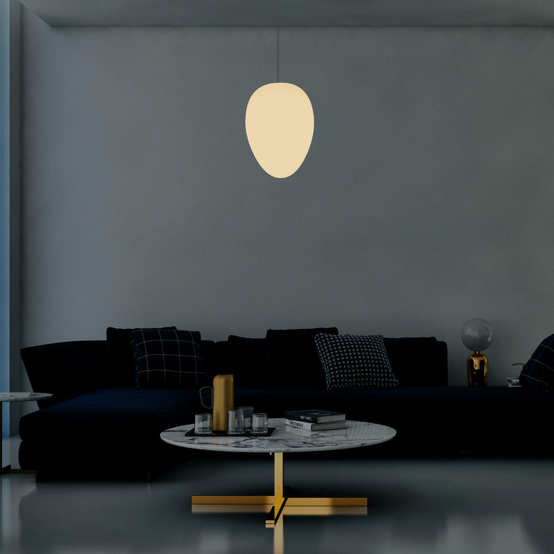 Dekorative E27 Hängeleuchte, Ovale Designer LED Pendelleuchte, 37cm, Hängelampe warmweißes Licht