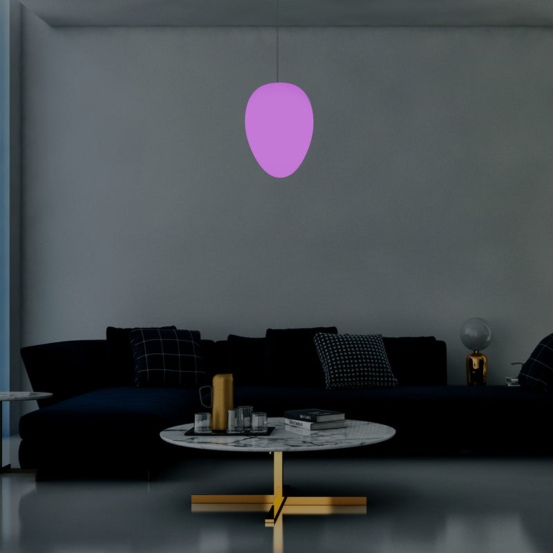Designer RGB Hängeleuchte, Lampe dimmbar 37 cm mehrfarbige Pendelleuchte in Ei Form