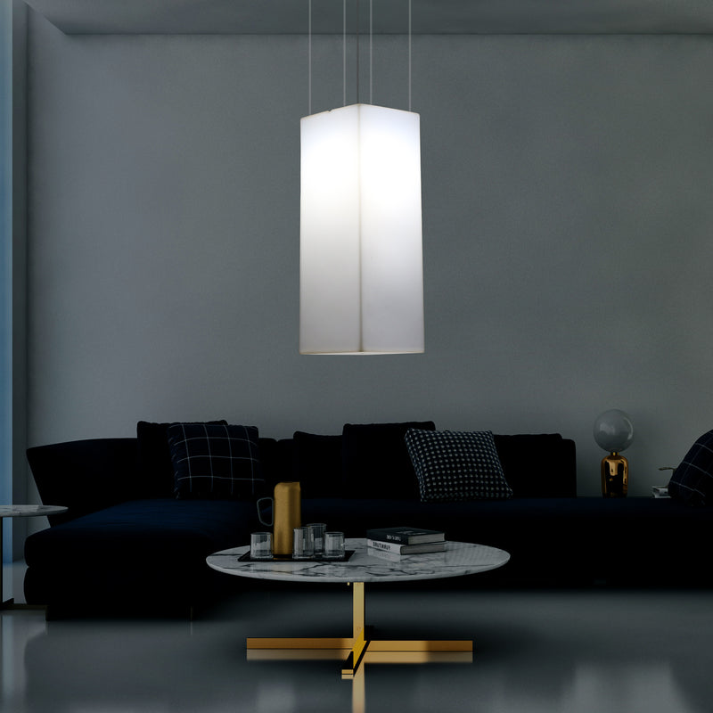 Rechteckige LED Hängelampe, Licht, moderne Pendelleuchte, 80 cm lang, E27 Glühbirne, weiß
