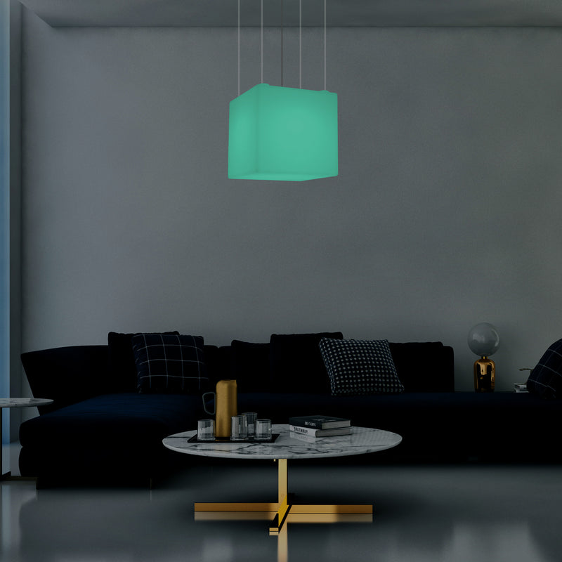 Würfel Lampe LED Pendelleuchte, Zeitgenössische Hängelampe, 40cm, E27, mit Farbwechsel