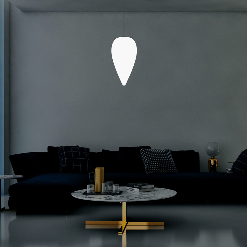 Designer LED Hängelampe Pendelleuchte, Wassertropfen Eiszapfen Form, E27 Licht, weiß 37 cm
