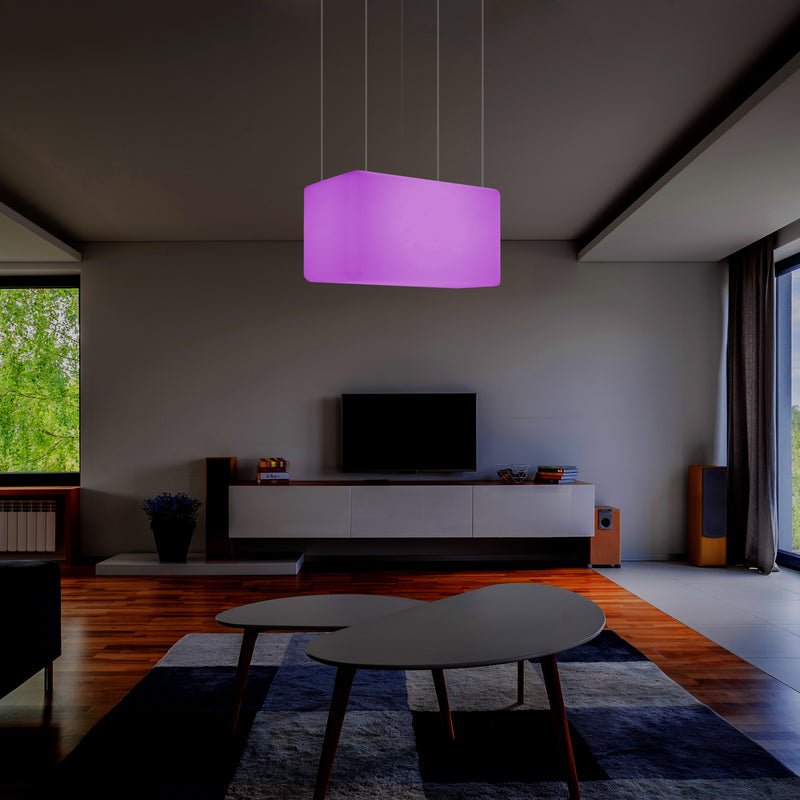 Einzigartige Pendelleuchte, gerade LED Insel Hängelampe, 55 x 35 cm, E27, RGB mit Fernbedienung