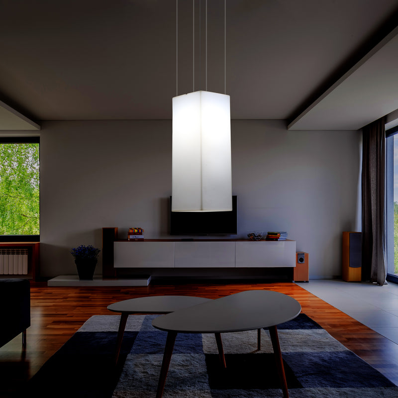 Rechteckige LED Hängelampe, Licht, moderne Pendelleuchte, 80 cm lang, E27 Glühbirne, weiß