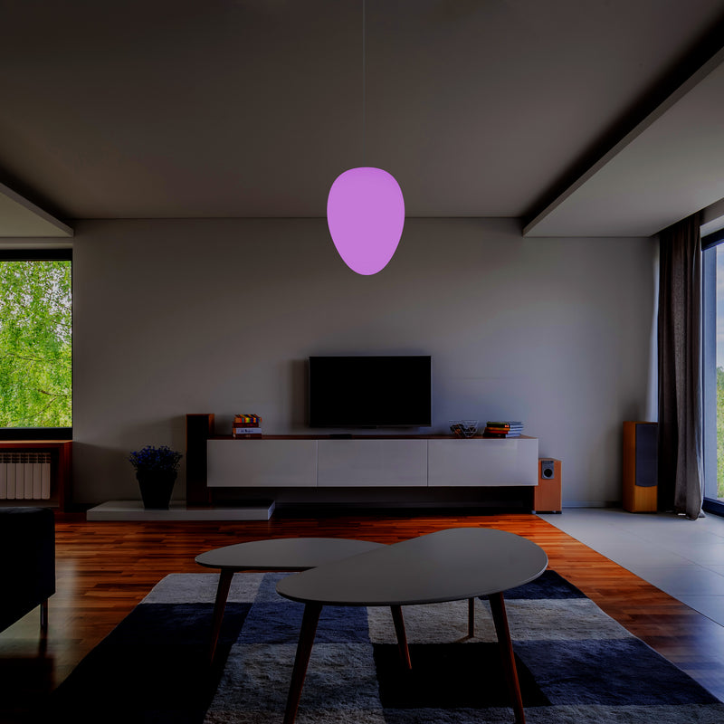 Designer RGB Hängeleuchte, Lampe dimmbar 37 cm mehrfarbige Pendelleuchte in Ei Form