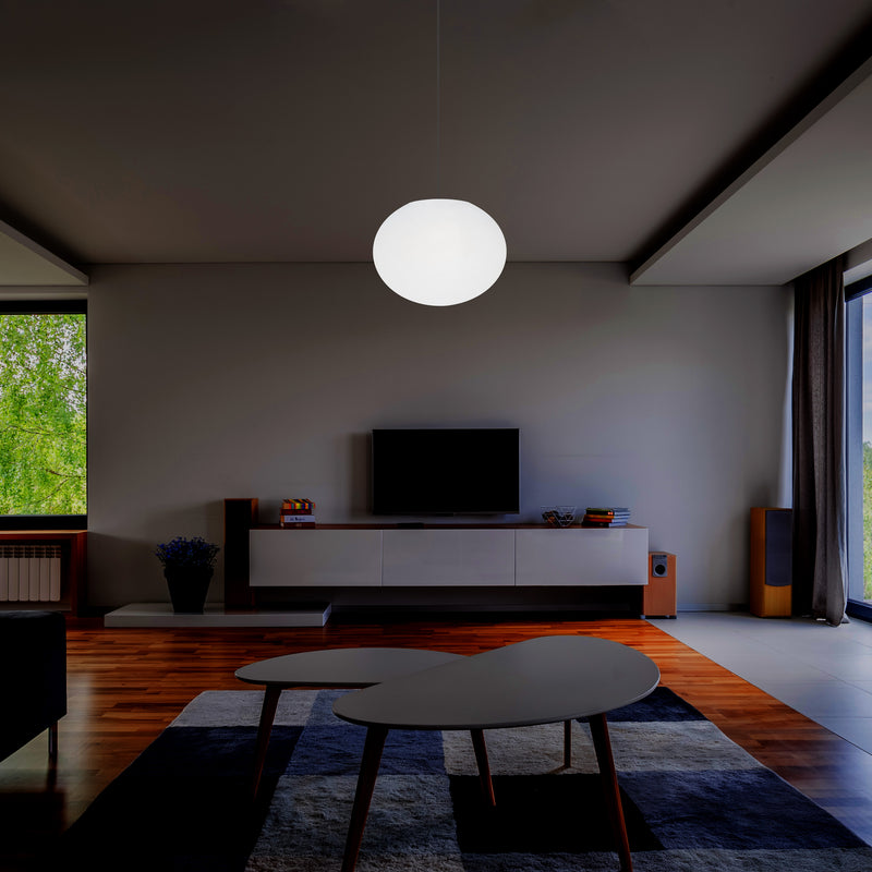 Designer LED Hängelampe Pendelleuchte, 3D Ellipse Ovale E27 Deckenlampe, 27cm flache Kugel