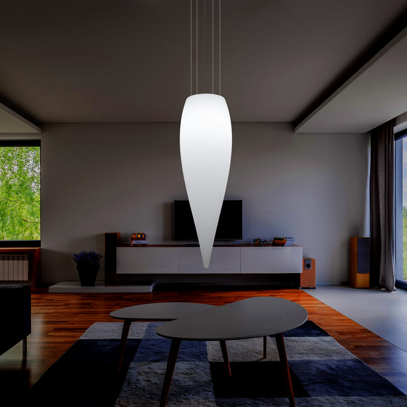 Wassertropfen Pendelleuchte, dekorative LED Eiszapfen Hängelampe, 120 cm, Licht E27, weiß