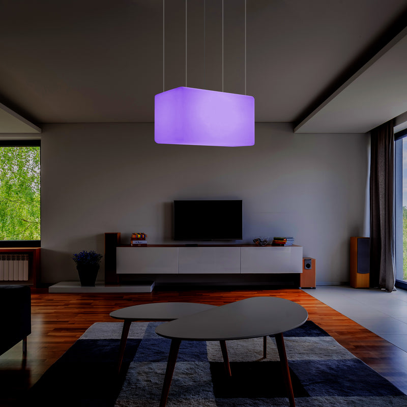 Einzigartige Pendelleuchte, gerade LED Insel Hängelampe, 55 x 35 cm, E27, RGB mit Fernbedienung