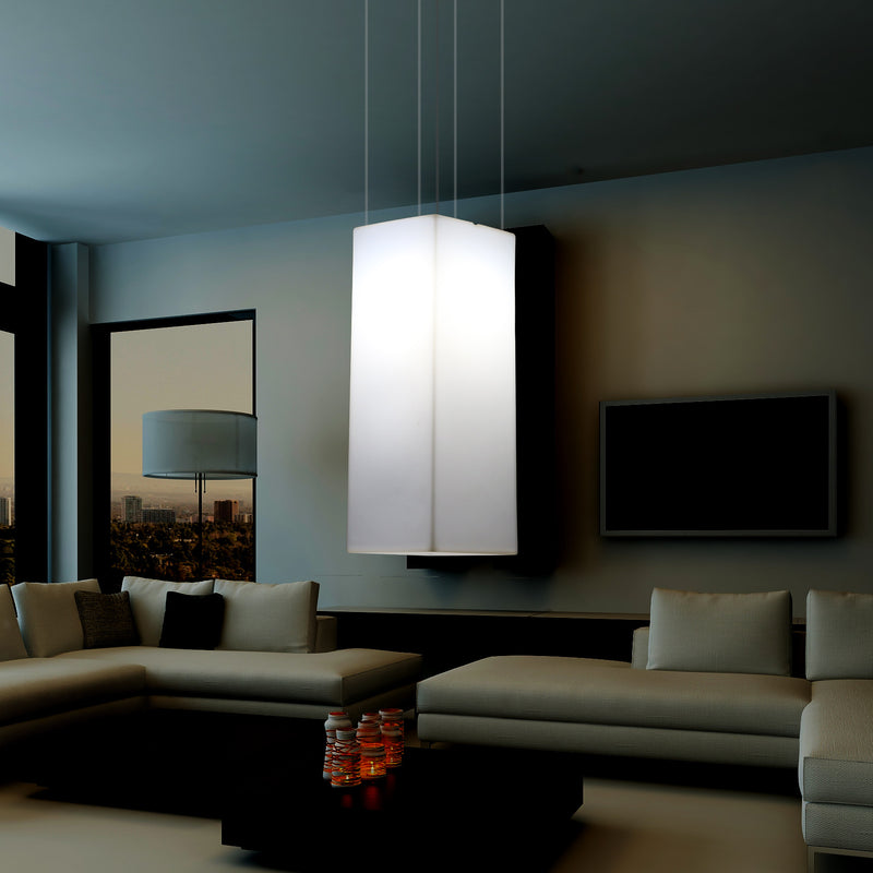 Rechteckige LED Hängelampe, Licht, moderne Pendelleuchte, 80 cm lang, E27 Glühbirne, weiß
