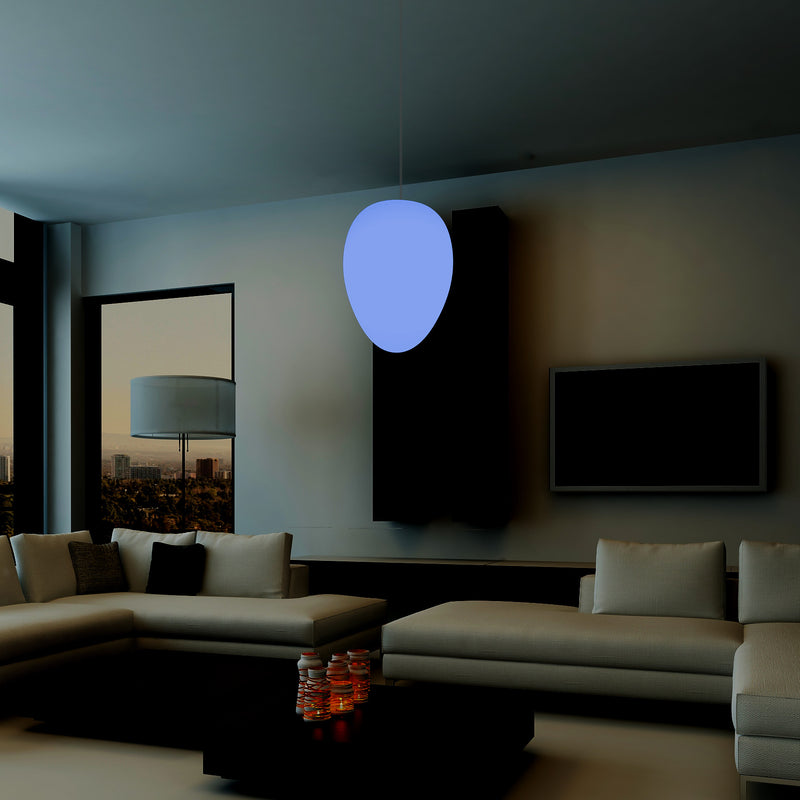 Designer RGB Hängeleuchte, Lampe dimmbar 37 cm mehrfarbige Pendelleuchte in Ei Form