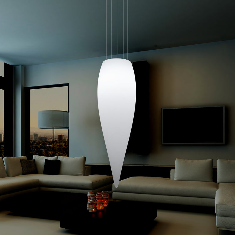 Wassertropfen Pendelleuchte, dekorative LED Eiszapfen Hängelampe, 120 cm, Licht E27, weiß