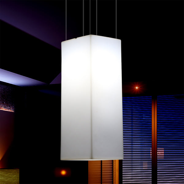 Rechteckige LED Hängelampe, Licht, moderne Pendelleuchte, 80 cm lang, E27 Glühbirne, weiß