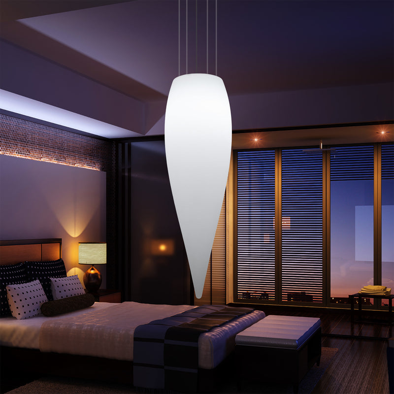 Wassertropfen Pendelleuchte, dekorative LED Eiszapfen Hängelampe, 120 cm, Licht E27, weiß