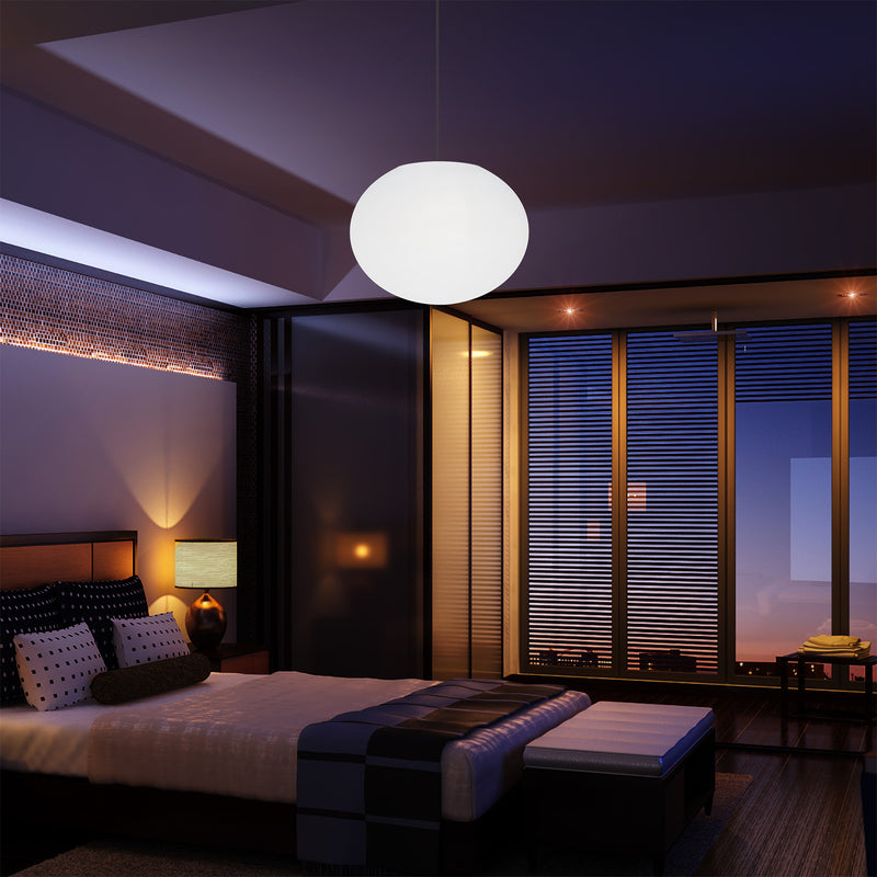 Designer LED Hängelampe Pendelleuchte, 3D Ellipse Ovale E27 Deckenlampe, 27cm flache Kugel