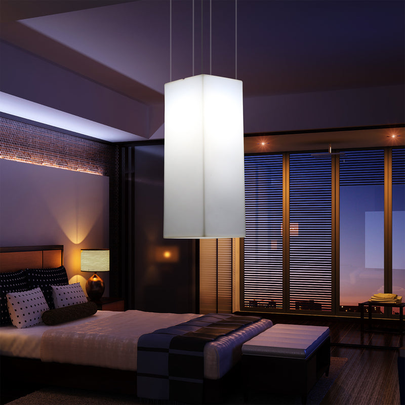 Rechteckige LED Hängelampe, Licht, moderne Pendelleuchte, 80 cm lang, E27 Glühbirne, weiß