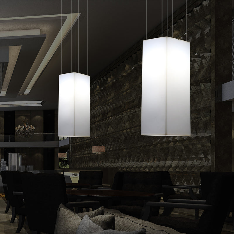 Rechteckige LED Hängelampe, Licht, moderne Pendelleuchte, 80 cm lang, E27 Glühbirne, weiß