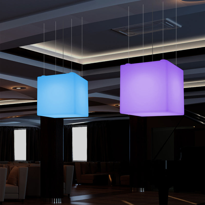 Würfel Hängelampe, große moderne RGB Pendelleuchte, 600 mm, LED Stimmungslicht