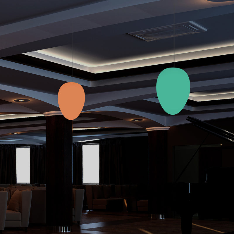 Designer RGB Hängeleuchte, Lampe dimmbar 37 cm mehrfarbige Pendelleuchte in Ei Form