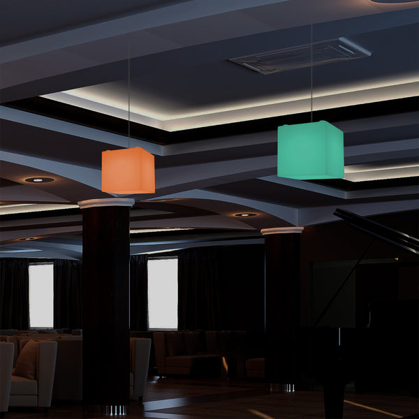 Würfel Hängeleuchte, 15cm Moderne RGB Pendelleuchte Licht mit Farbwechsel und Fernbedienung