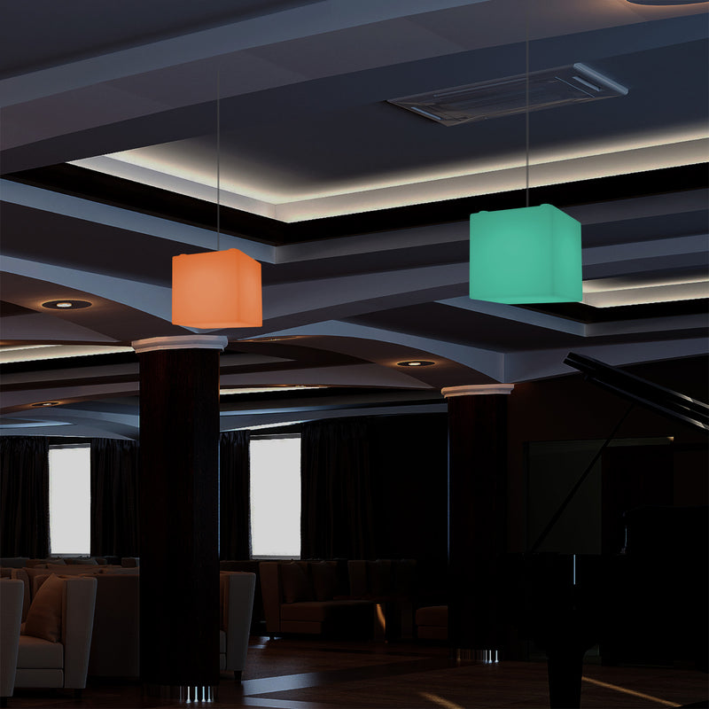 Würfel Hängeleuchte, 15cm Moderne RGB Pendelleuchte Licht mit Farbwechsel und Fernbedienung