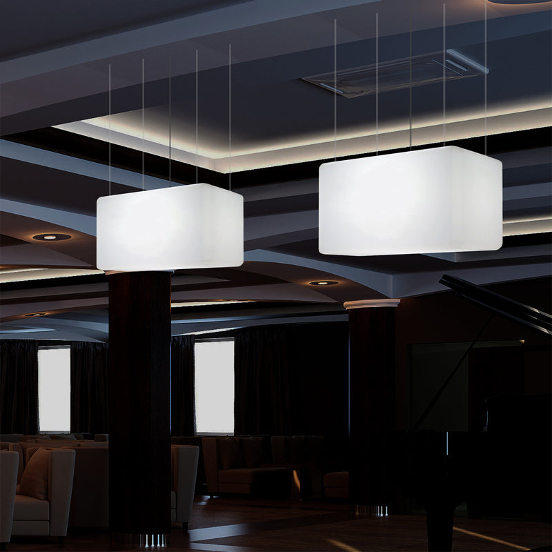 Lineare LED Insel Hängelampe, Designer Pendelleuchte für Küche, 55 x 35 cm, E27, weiß