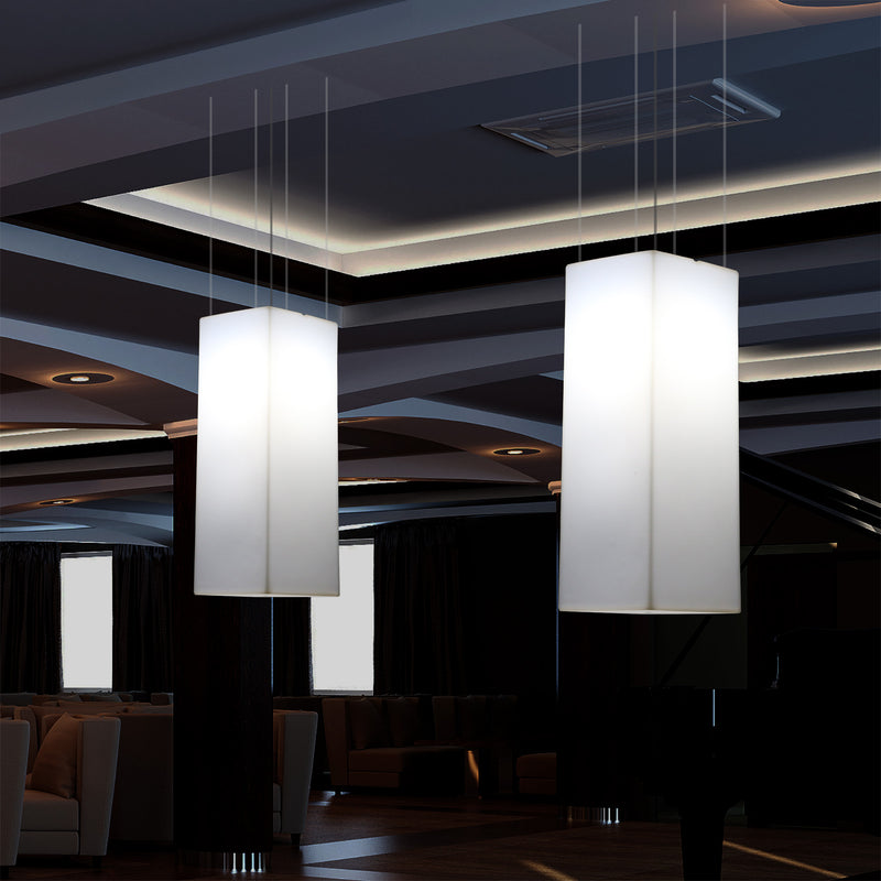 Rechteckige LED Hängelampe, Licht, moderne Pendelleuchte, 80 cm lang, E27 Glühbirne, weiß