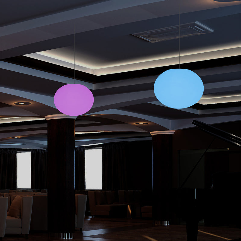 Ovale Hängeleuchte Ellipse, dimmbare Pendelleuchte mit Farbwechsel, flache Kugel Ball Lampe