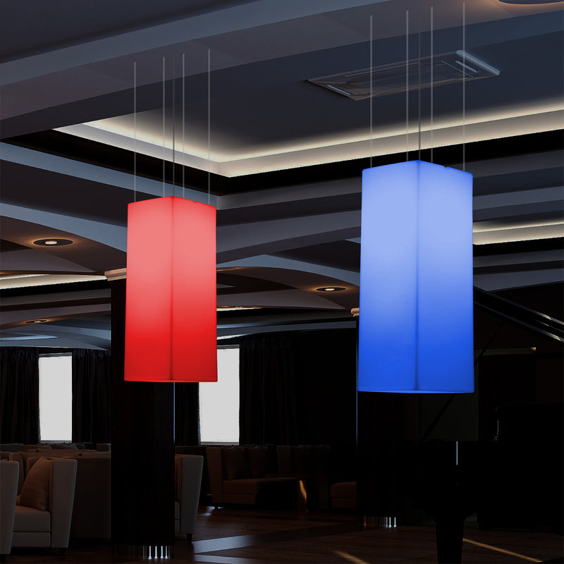 Rechteckige LED Pendelleuchte, mehrfarbiges lineares RGB Hängelicht, 110 x 30 cm, Stimmungslicht