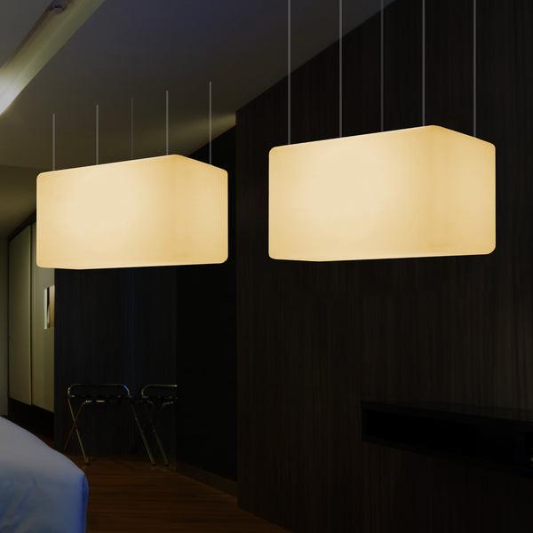 Rechteckige LED Pendelleuchte, moderne hängende Esszimmerleuchte, 55 x 35 cm, E27, warmweiß