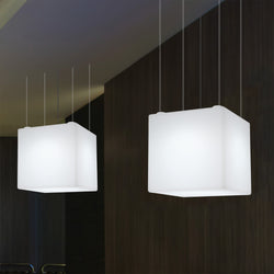 Geometrische Cube Pendelleuchte Würfel LED Hängeleuchte, 50 x 50cm, E27 Glühlampe, weiß