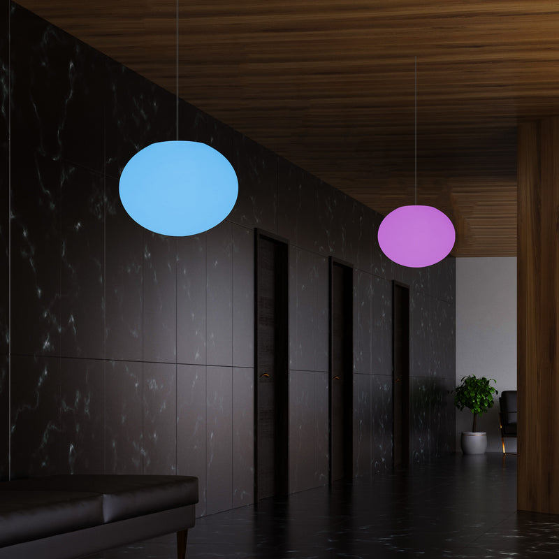 Ovale Hängeleuchte Ellipse, dimmbare Pendelleuchte mit Farbwechsel, flache Kugel Ball Lampe