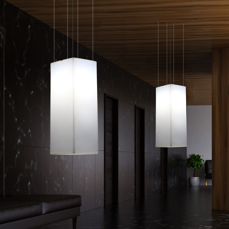 Rechteckige LED Hängelampe, Licht, moderne Pendelleuchte, 80 cm lang, E27 Glühbirne, weiß
