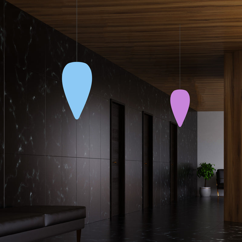 Einzigartige Designer Pendelleuchte, mehrfarbige RGB Hängeleuchte, Lampe 37cm LED Wassertropfen