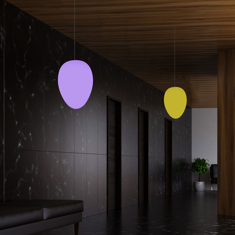 Designer RGB Hängeleuchte, Lampe dimmbar 37 cm mehrfarbige Pendelleuchte in Ei Form