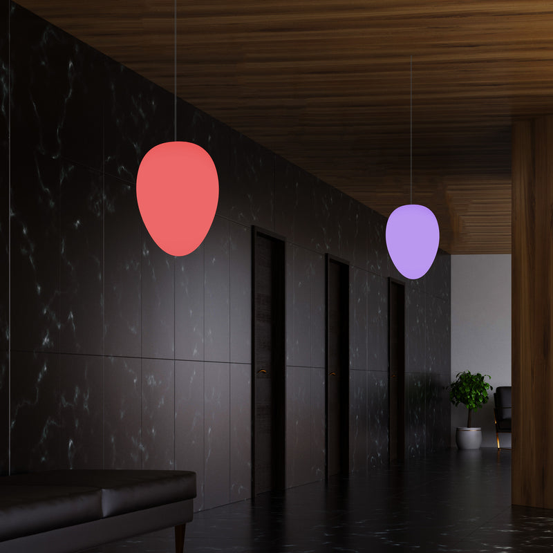 Designer RGB Hängeleuchte, Lampe dimmbar 37 cm mehrfarbige Pendelleuchte in Ei Form