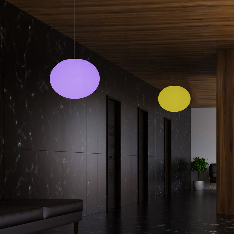 Ovale Hängeleuchte Ellipse, dimmbare Pendelleuchte mit Farbwechsel, flache Kugel Ball Lampe