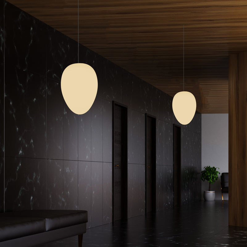 Dekorative E27 Hängeleuchte, Ovale Designer LED Pendelleuchte, 37cm, Hängelampe warmweißes Licht