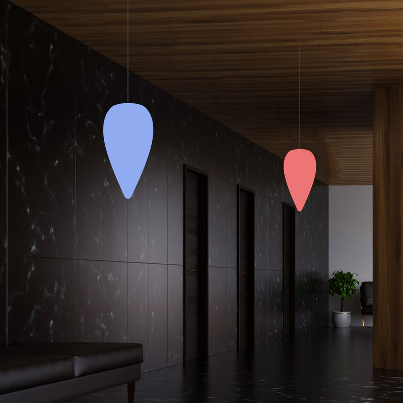 Einzigartige Designer Pendelleuchte, mehrfarbige RGB Hängeleuchte, Lampe 37cm LED Wassertropfen