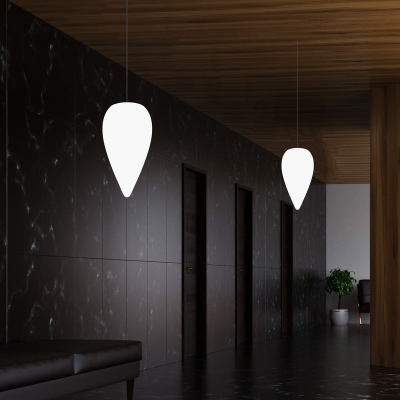 Designer LED Hängelampe Pendelleuchte, Wassertropfen Eiszapfen Form, E27 Licht, weiß 37 cm