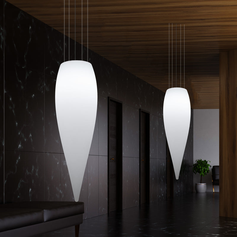 Wassertropfen Pendelleuchte, dekorative LED Eiszapfen Hängelampe, 120 cm, Licht E27, weiß