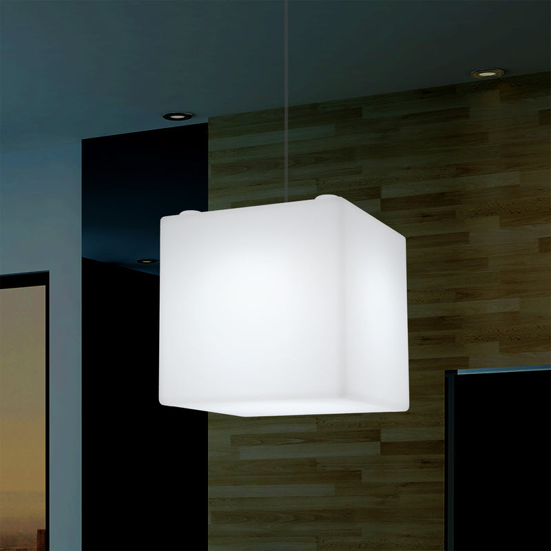 Cube LED Hängelampe Würfel, geometrische Pendelleuchte Deckenlampe, Licht 30 x 30cm, E27, weiß