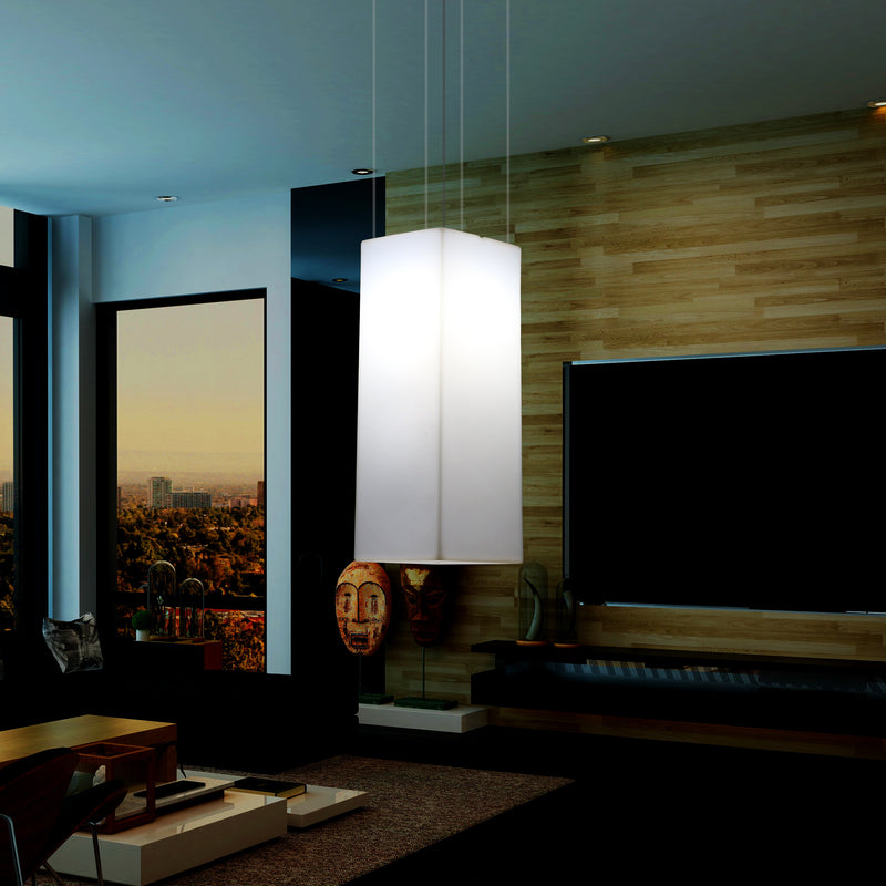 Rechteckige LED Hängelampe, Licht, moderne Pendelleuchte, 80 cm lang, E27 Glühbirne, weiß