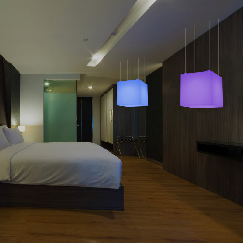 LED Würfel Hängeleuchte, geometrische SMD RGB Pendelleuchte, Lampe 500 mm, Umgebungsbeleuchtung