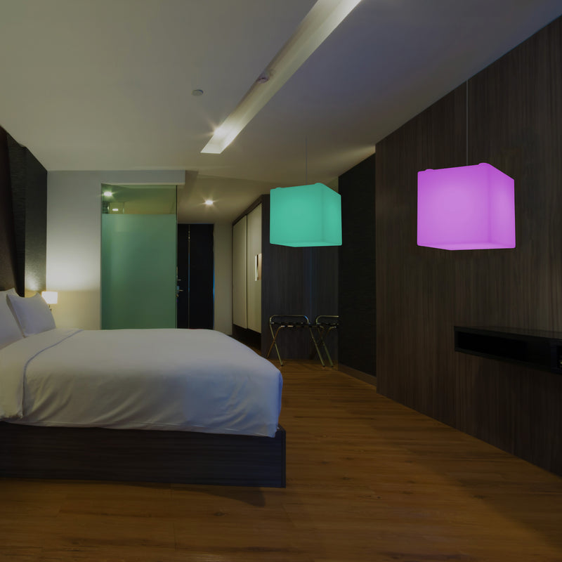 LED Würfel Pendelleuchte, farbveränderliche SMD RGB Hängeleuchte, 300 mm, Ambient Light