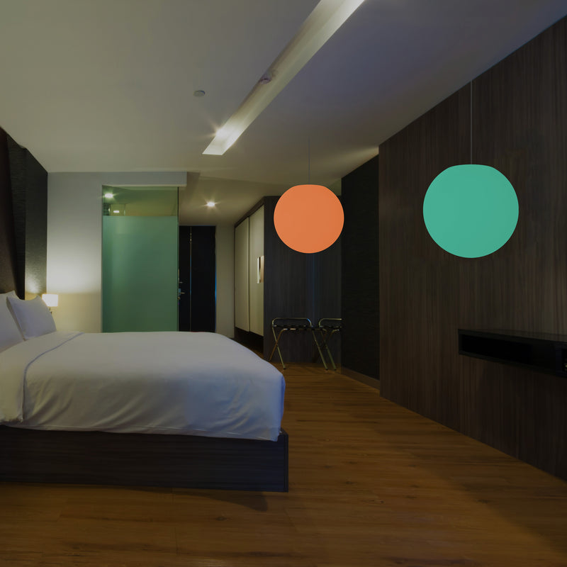 LED Hängelampe Kugelleuchte, mehrfarbige RGB Globus Pendelleuchte, 400 mm, Stimmungslicht Ball
